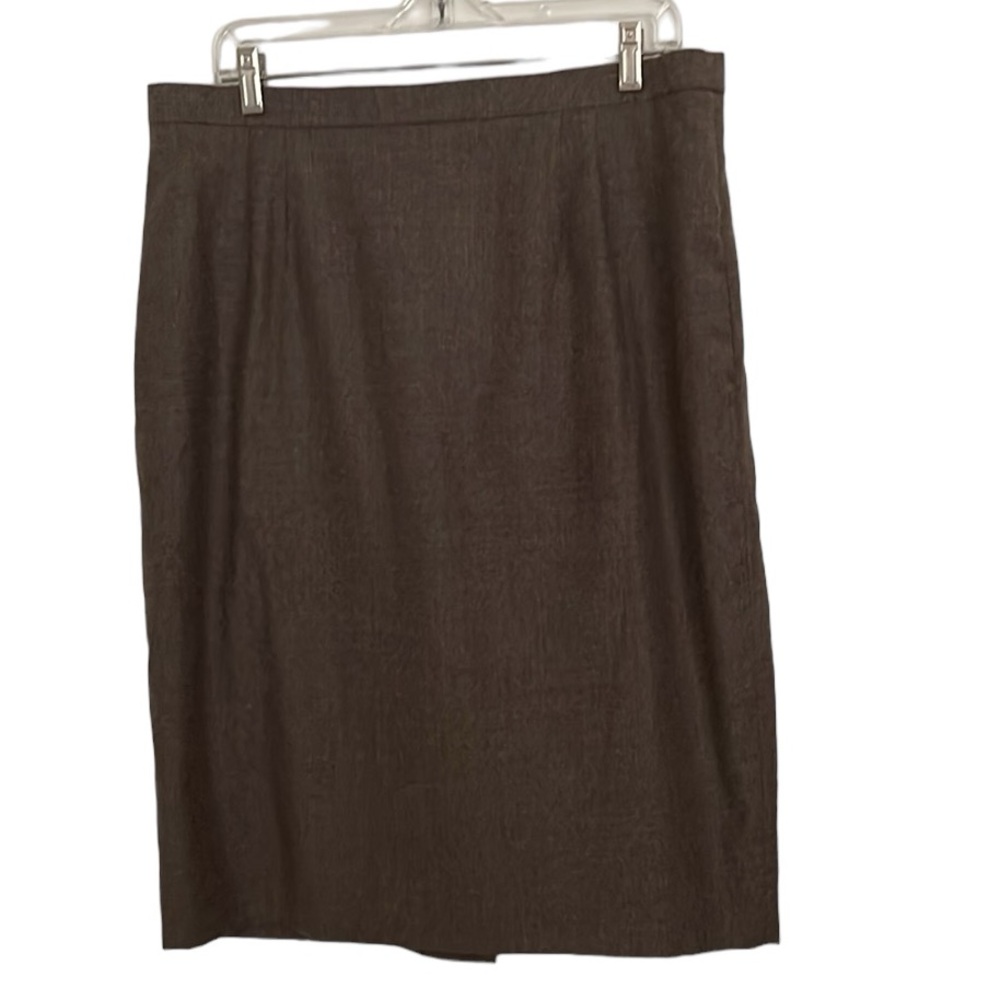 Vintage Louis Feraud Taupe Wool Skirt  Minimalist Career